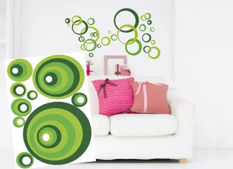 Nálepky Dekoračné nálepky na stenu zelené kruhy