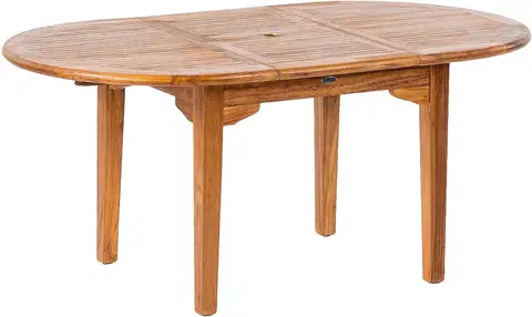 Stolčeky DEOKORK Záhradný teakový stôl ovál ELEGANTE (rôzne dĺžky) 160/220x100 cm