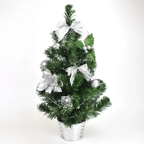 Vianočné dekorácie Vianočný stromček zdobený, 50 cm, strieborná
