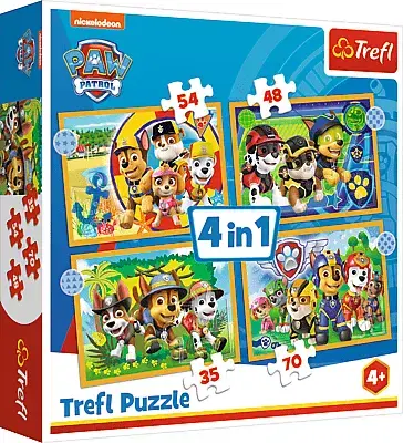 Hračky puzzle TREFL - Puzzle 4v1 - Prázdniny Paw Patrol / Viacom PAW Patrol