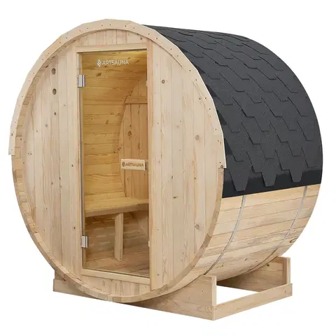 Záhrada Juskys Vonkajšia sudová sauna Spitzbergen M dĺžka 120 cm priemer 190 cm (3,6 kW)