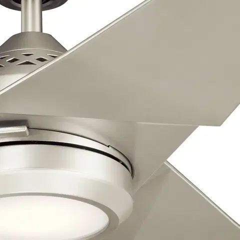 Stropné ventilátory so svetlom KICHLER LED stropný ventilátor Jade, strieborný, tichý, Ø 152 cm, 60 W
