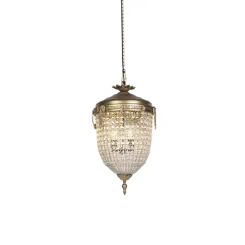 Zavesne lampy Art Deco závesná lampa krištáľ so zlatom 40 cm - Cesar