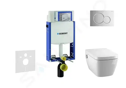 Záchody GEBERIT - Kombifix Modul na závesné WC s tlačidlom Sigma01, lesklý chróm + Tece One - sprchovacia toaleta a doska, Rimless, SoftClose 110.302.00.5 NT2