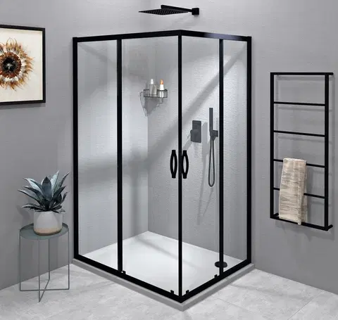 Sprchové dvere GELCO - SIGMA SIMPLY BLACK obdĺžniková sprchová zástena 1100x1000 L/P varianta, rohový vstup GS2111B-02