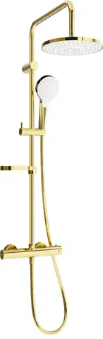 Sprchy a sprchové panely MEXEN/S - KX05 sprchový stĺp s termostatickou batériou, zlato / biela 771500591-50