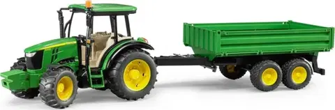 Hračky - dopravné stroje a traktory BRUDER - 02108 Traktor John Deere 5115 M s vlečkou