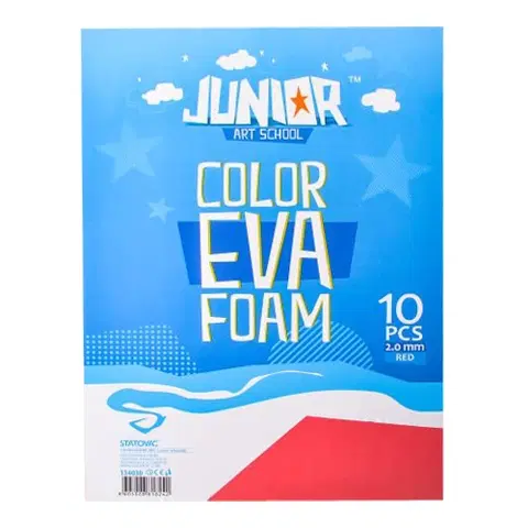 Kreatívne a výtvarné hračky JUNIOR-ST - Dekoračná pena A4 EVA červená 2,0 mm, sada 10 ks