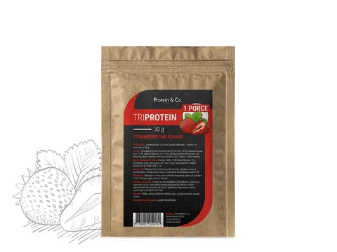 Športová výživa Protein & Co. Triproteín – 1 porcia 30 g Zvoľ príchuť: Strawberry milkshake