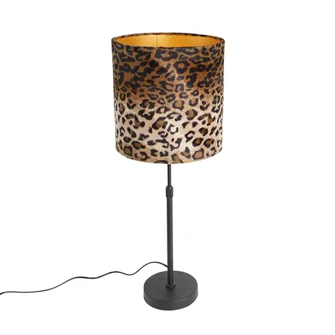 Stolove lampy Stolová lampa čierny zamatový odtieň leopardie prevedenie 25 cm - Parte