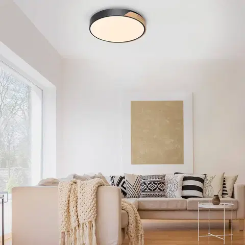 SmartHome stropné svietidlá Q-Smart-Home Paul Neuhaus Q-BILA stropné LED svetlo, čierna/dub
