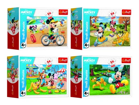 Hračky puzzle TREFL -  Mini puzzle 54 dielikov Mickey Mouse Disney/ Deň s priateľmi 4 druhy