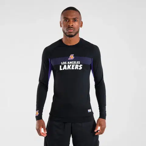 tričká Pánske spodné tričko NBA Lakers s dlhým rukávom čierne