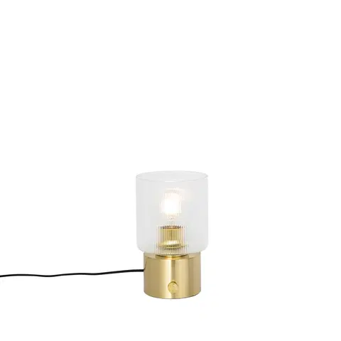 Stolove lampy Stolná lampa Art Deco zlatá so sklom - Laura