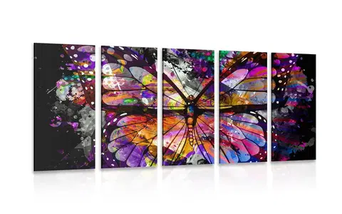 Pop art obrazy 5-dielny obraz neobyčajný motýľ