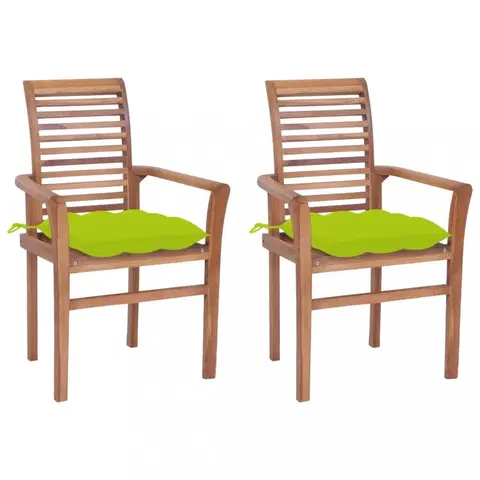Zahradné stoličky Záhradná jedálenská stolička s poduškou 2 ks teak Dekorhome Limetková