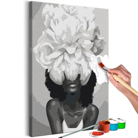 Maľovanie podľa čísiel Obraz maľovanie podľa čísiel žena s bielou kvetinou - White Flower