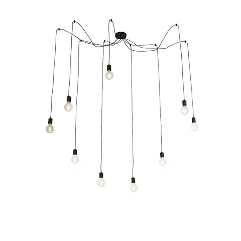 Zavesne lampy Dizajnové závesné svietidlo čierne 9 svetiel - Cavalux