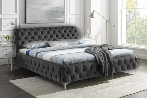Postele LuxD Dizajnová posteľ Rococo 180 x 200 cm sivý zamat