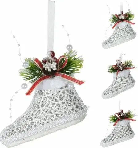 Vianočné dekorácie Kinekus Ozdoba závesná topánka 11,5x4,5x9 cm strieborná mix