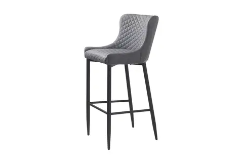 Barové stoličky Furniria Dizajnová barová stolička Hallie sivá