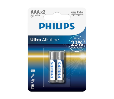 Predlžovacie káble Philips Philips LR03E2B/10 - 2 ks Alkalická batéria AAA ULTRA ALKALINE 1,5V 