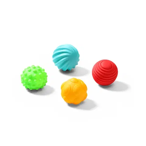 Hračky náučné a vedecké spoločenské hry BABYONO - Loptičky senzorické 4 ks, 6m+