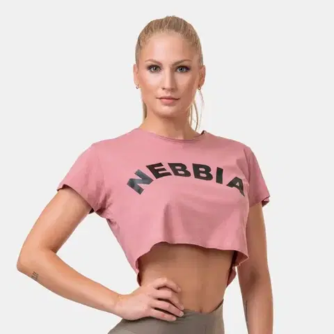 Tričká a tielka NEBBIA Dámske tričko Crop Top Fit&Sporty Old Rose  XS