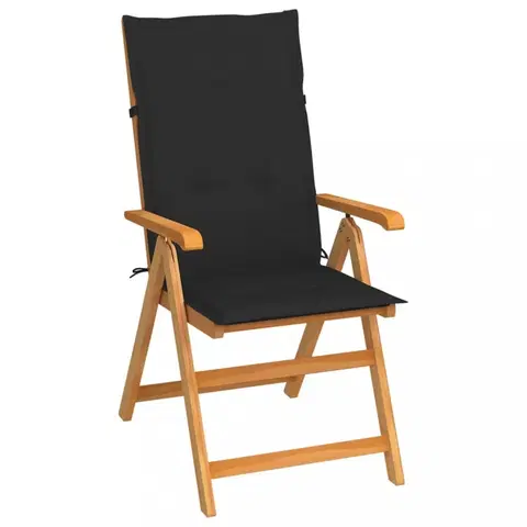 Zahradné stoličky Skladacia záhradná stolička s poduškami teak / látka Dekorhome Čierna