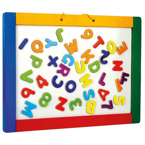 Drevené hračky Bino Magnetická závesná tabuľa s písmenkami