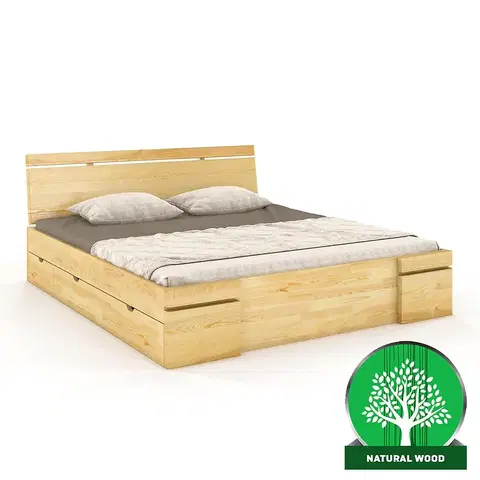 Drevené postele Posteľ borovicová Skandica Sparta maxi+zásuvka 180X200 prirodzené