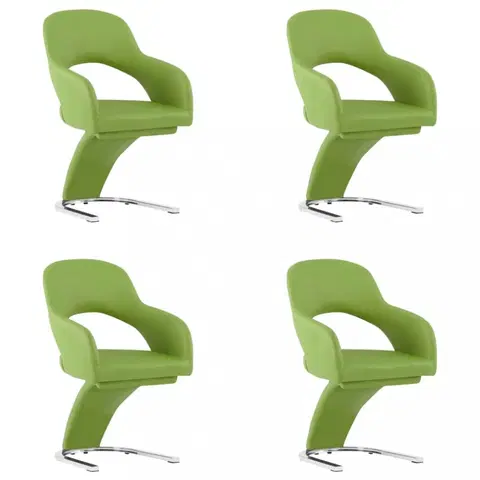Jedálenské stoličky a kreslá Jedálenská stolička 4 ks umelá koža / chróm Dekorhome Zelená