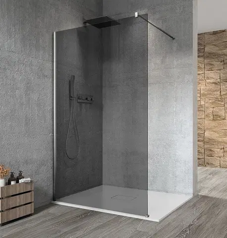 Sprchové dvere GELCO - VARIO CHROME jednodielna sprchová zástena na inštaláciu k stene, dymové sklo, 1200  GX1312GX1010