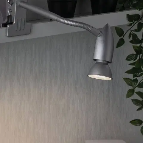 Stolové lampy s klipom Paulmann Paulmann Gesa upínacia lampa, matný chróm