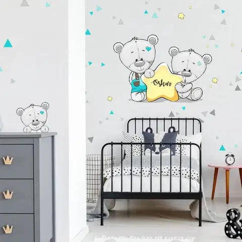 Nálepky na stenu Nálepka do detskej izby Medvedíky s menom