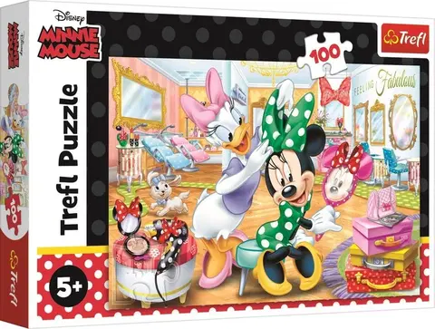 Hračky puzzle TREFL -  Puzzle 100 Minnie v salóne krásy  Disney Minnie