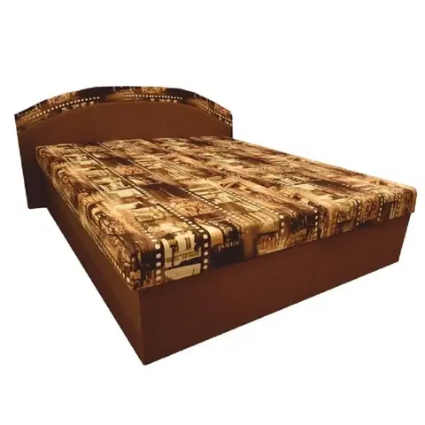 Postele Manželská posteľ, s molitánovými matracmi, hnedá/vzor, PETRA