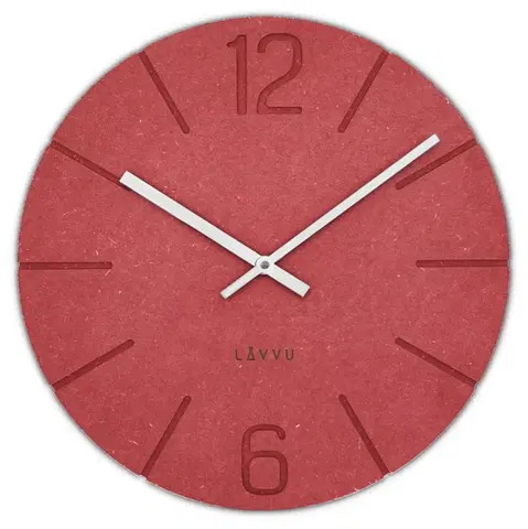 HODINY NA STENU CRYSTAL Drevené hodiny LAVVU Natur LCT5023, červena 34cm