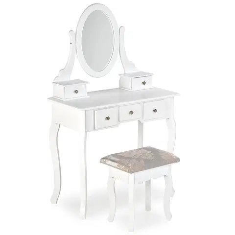 Toaletné stolíky HALMAR Sara toaletný stolík s taburetkou biela