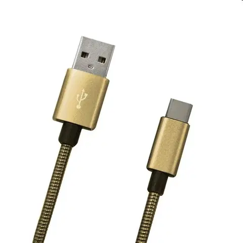 USB káble MobilNET Dátový a nabíjací kábel USBUSB-C, 2A, 1m, zlatý KAB-0097-USB-TYPEC