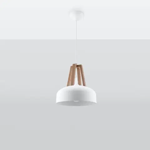 Lampy do obývačky Luster Casco A-0388 biely/prírodné drevo