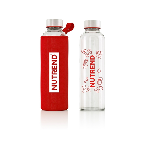 Fľaše na pitie Sklenená fľaša Nutrend s termoobalom 800 ml červená