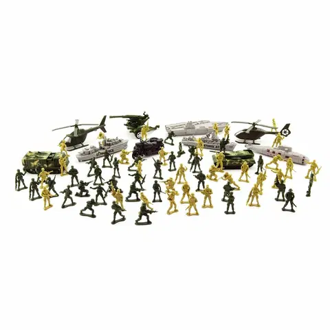 Drevené hračky Teddies Plastová sada Vojaci s doplnkami, 24 x 30 cm