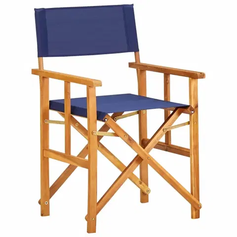 Záhradné kreslá a stoličky Režisérska stolička akáciové drevo Dekorhome Modrá