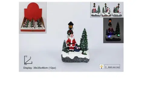 Vianočné dekorácie MAKRO - Santa so stromčekom LED rôzne druhy