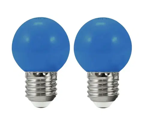 LED osvetlenie  SADA 2x LED Žiarovka PARTY E27/0,5W/36V modrá 3000K 