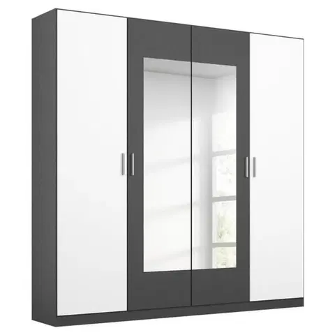 Šatníkové skrine s otočnými dverami Skriňa S Otočnými Dverami Borneo Š: 181cm Sivá/biela
