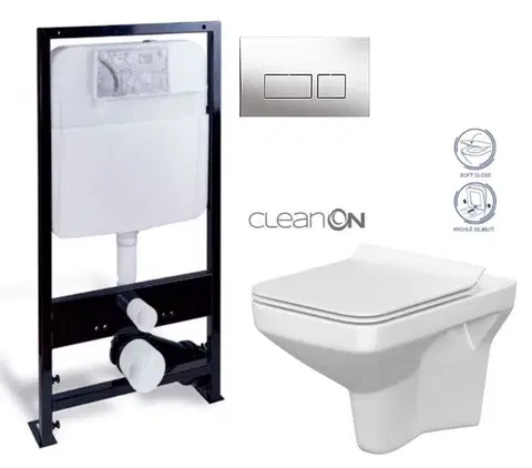 Kúpeľňa PRIM - předstěnový instalační systém s chromovým tlačítkem 20/0041 + WC CERSANIT CLEANON COMO + SEDADLO PRIM_20/0026 41 CO1