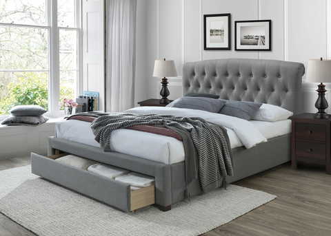 Postele HALMAR Avanti 160 čalúnená manželská posteľ s úložným priestorom sivá