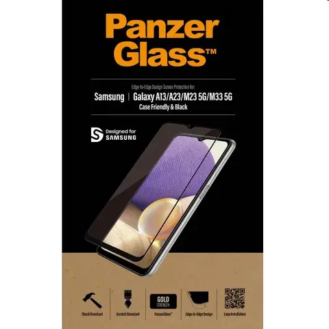 Tvrdené sklá pre mobilné telefóny Ochranné temperované sklo PanzerGlass Case Friendly pre Samsung Galaxy A13/A13 5G/M23 5G/M33 5G, čierne 7306